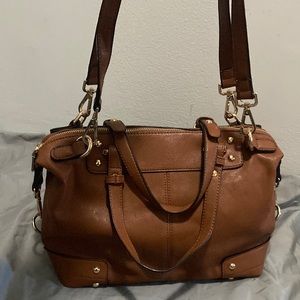 Medium tan handbag gold hardware